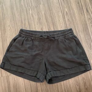 black linen shorts